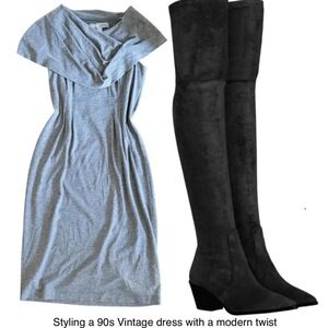 90s Vintage dress gray small donna ricco